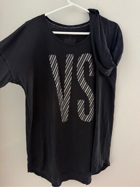 Victoria's Secret Black Tee Pajama with Striped VS Logo